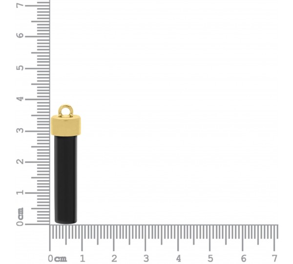 Pingente Tubo Ouro com Preto 38mm