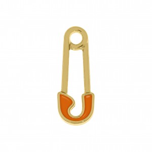 Pingente Joaninha Ouro com Resina Laranja 24mm