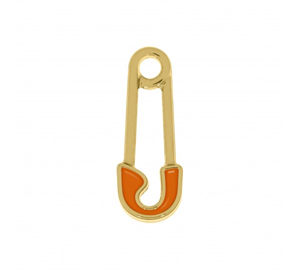 Pingente Joaninha Ouro com Resina Laranja 24mm