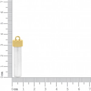 Pingente Tubo Ouro com Aplique Transparente 38mm