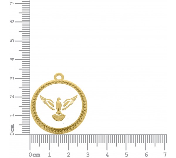 Pingente Pomba da Paz Ouro com Branco 34mm