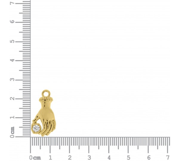 Pingente Mão Ouro com Strass 30mm