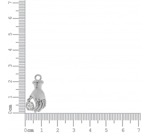 Pingente Mão Níquel com Strass 30mm