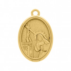 Pingente Medalha Santa Rita de Cassia Ouro 24mm