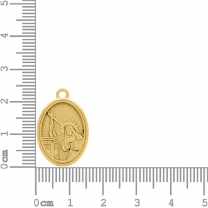 Pingente Medalha Santa Rita de Cassia Ouro 24mm