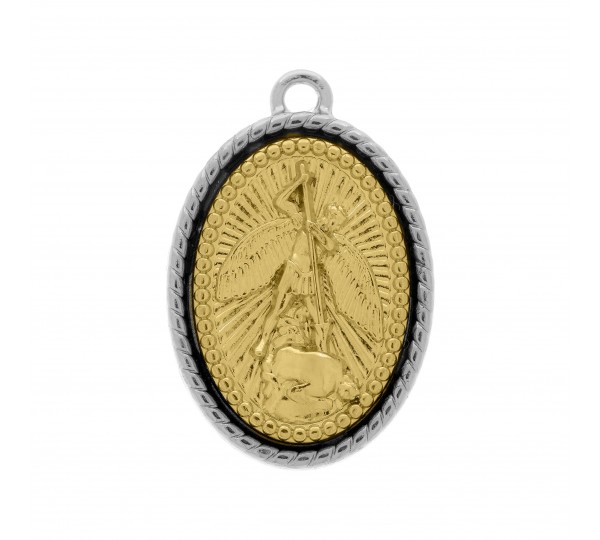 Pingente São Miguel Arcanjo Níquel com Ouro 28mm