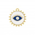 Pingente Olho Grego Ouro com Branco 27mm
