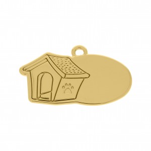 Pingente Casinha de Cachorro Ouro 40mm