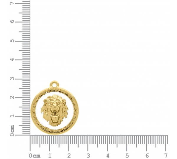 Pingente Leão Ouro com Branco 29mm