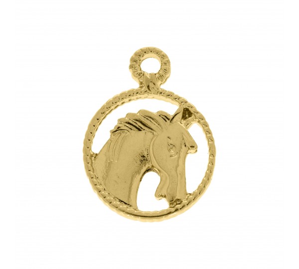 Pingente Medalha Cavalo Ouro 25mm