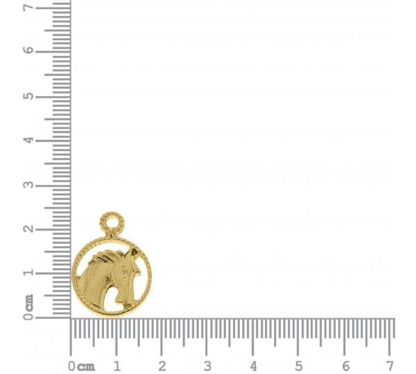 Pingente Medalha Cavalo Ouro 25mm