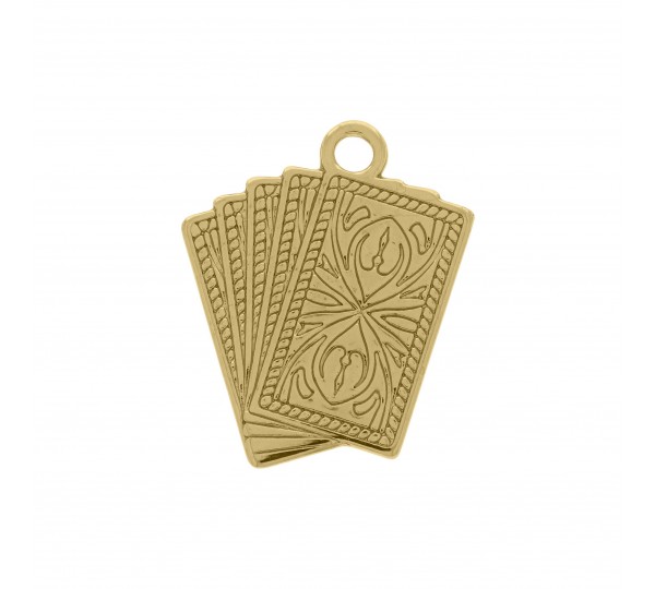 Pingente Carta de Baralho Ouro 24mm