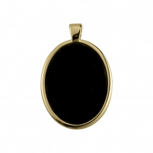 Pingente Medalha Oval Ouro com Preta 52mm