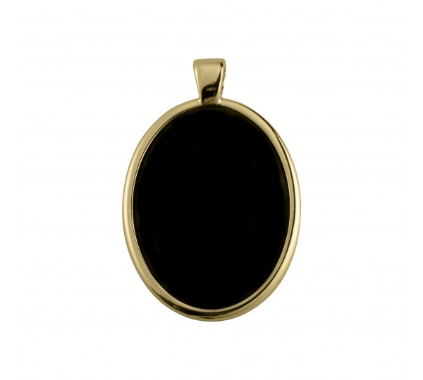 Pingente Medalha Oval Ouro com Preta 52mm