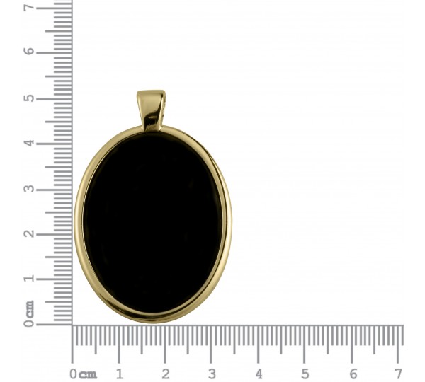 Pingente Medalha Oval Ouro com Preta 52mm