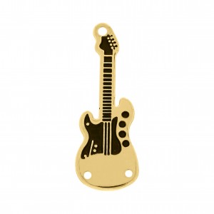 Pingente Guitarra Ouro com Resina Preta 32mm