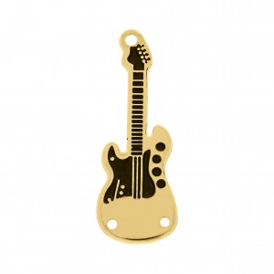 Pingente Guitarra Ouro com Pintura Preta 32mm