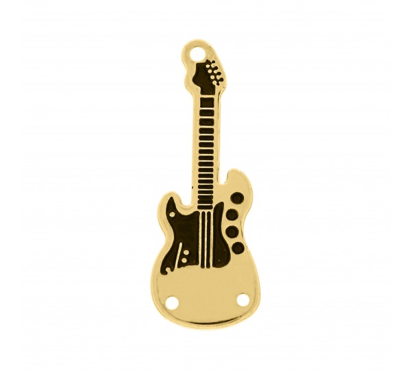 Pingente Guitarra Ouro com Pintura Preta 32mm