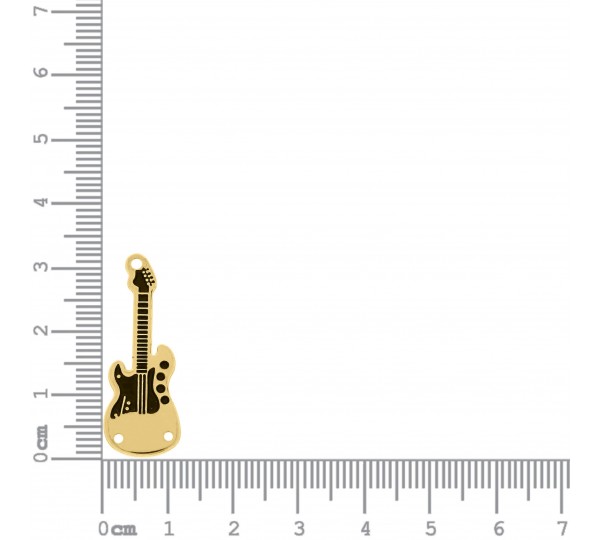 Pingente Guitarra Ouro com Pintura Preta 32mm