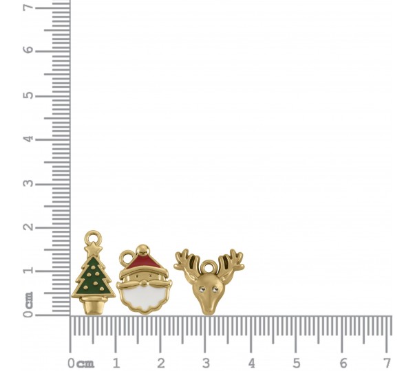 Conjunto Pingentes Natal Ouro com Resina