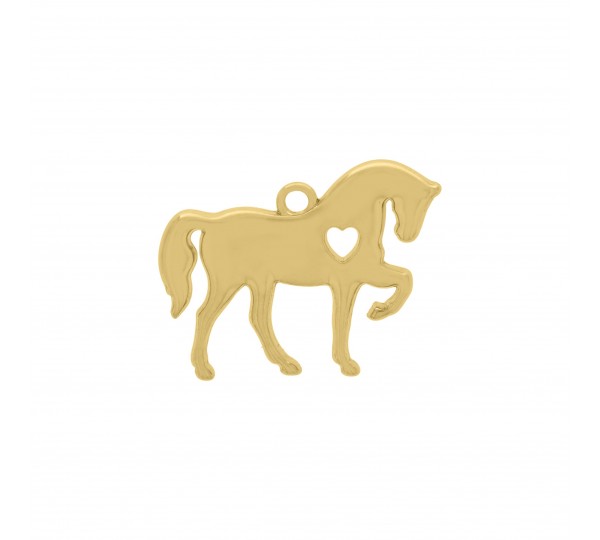 Pingente Cavalo com Coração Ouro 31mm