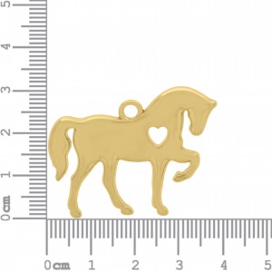 Pingente Cavalo com Coração Ouro 31mm