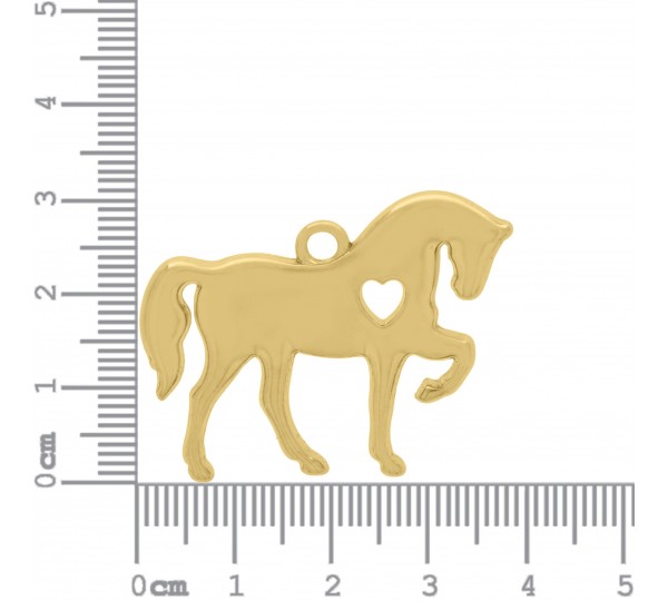 Pingente Cavalo com Coração Ouro 31mm