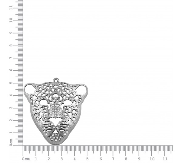 Pingente Onça Níquel com Strass 54mm