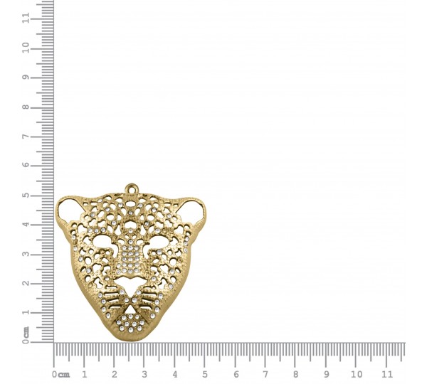Pingente Onça Ouro com Strass 54mm