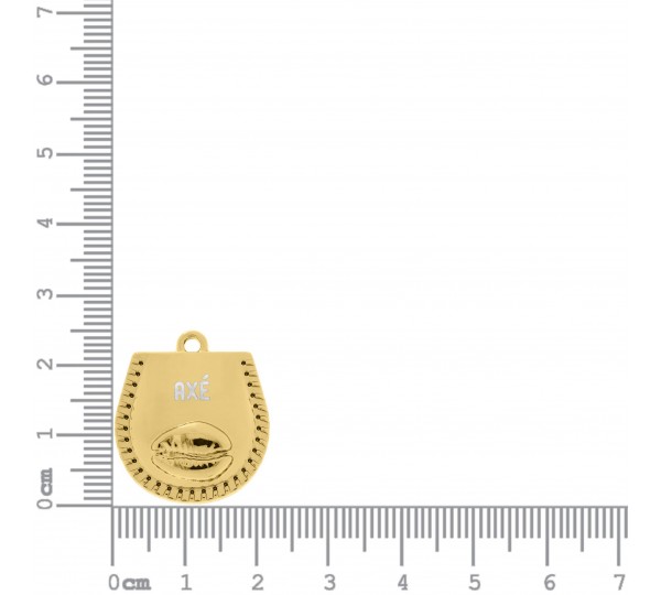 Pingente Medalha Axé com Búzio Ouro 25mm