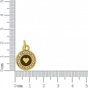 Medalha Coração Ouro com e Strass 18mm