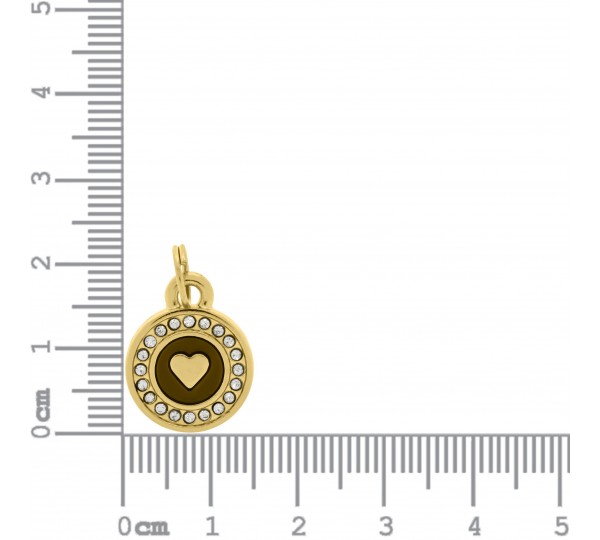 Medalha Coração Ouro com e Strass 18mm