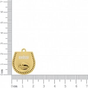 Pingente Medalha Oxóssi com Búzio Ouro 25mm