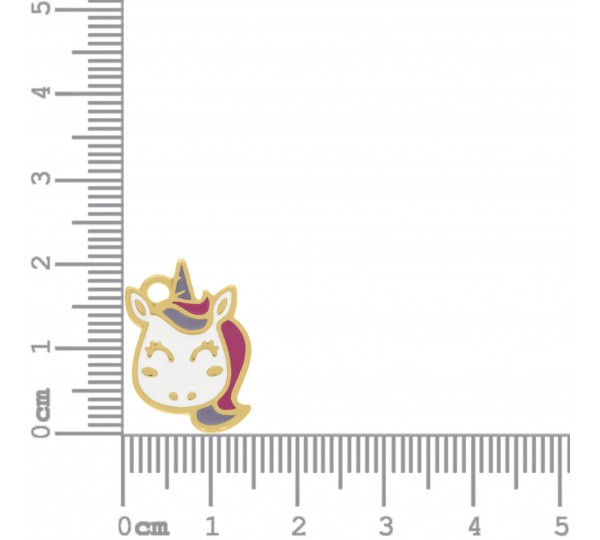 Pingente Unicórnio Ouro com Resina 21mm