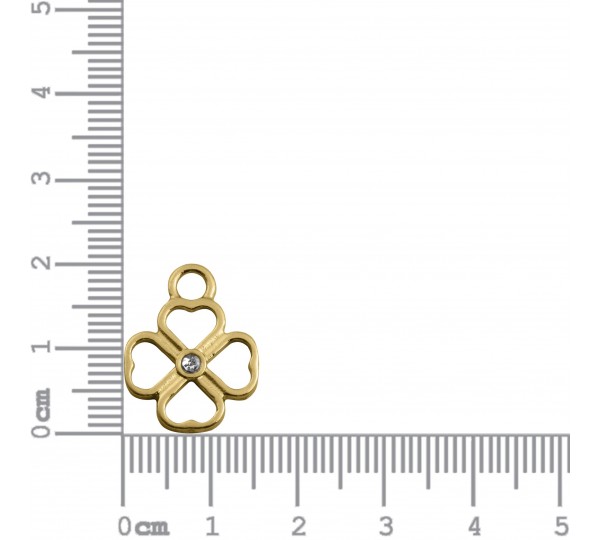 Pingente Trevo Da Sorte Ouro com Strass 20mm