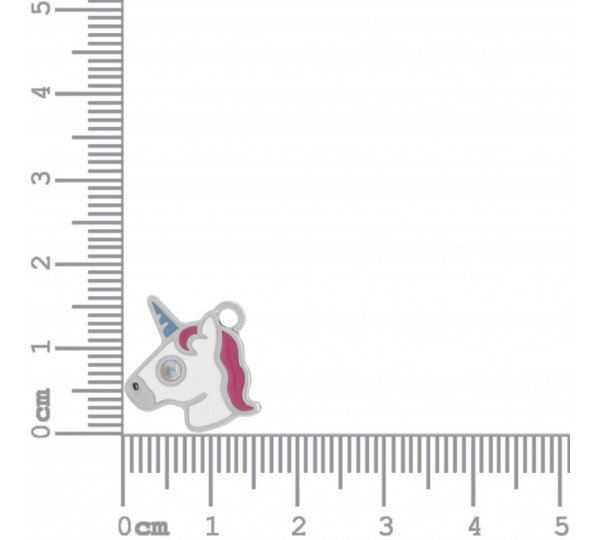 Pingente Unicórnio Níquel com Resina e Strass 17mm
