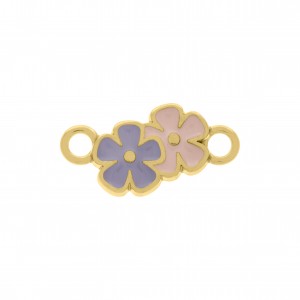 Pingente Flores Ouro com Resina 20mm