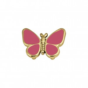 Passador Borboleta Ouro com Rosa Pink 19mm