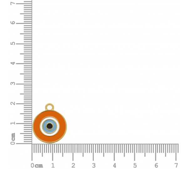 Pingente Olho Grego Ouro com Laranja 20mm