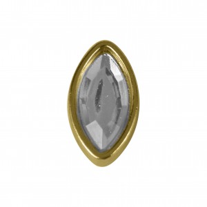 Passador Oval Ouro com Pedra Transparente 17mm