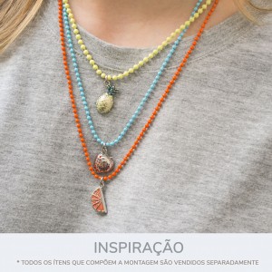 Conjunto de Pingentes Frutas Ouro com Resina