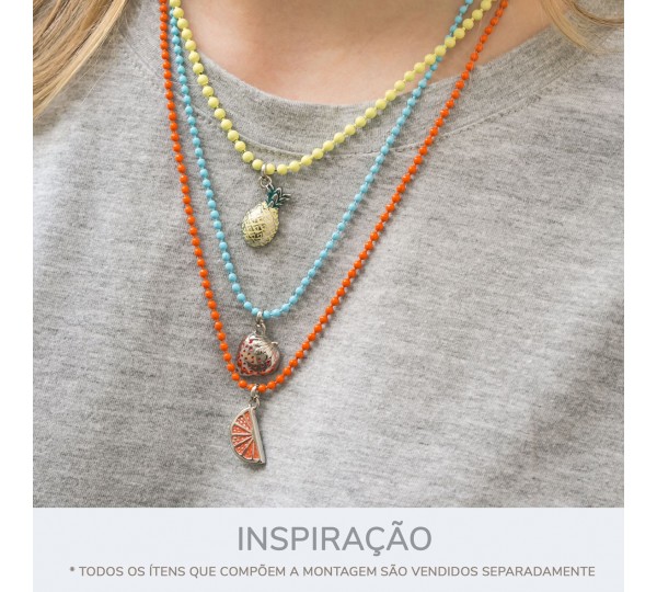 Conjunto de Pingentes Frutas Ouro com Resina