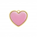 Pingente Coração Ouro com Rosa Claro 27mm