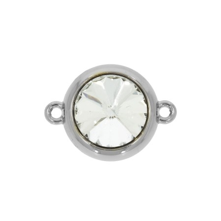 Pingente Redondo Níquel com Strass Cristal 24mm