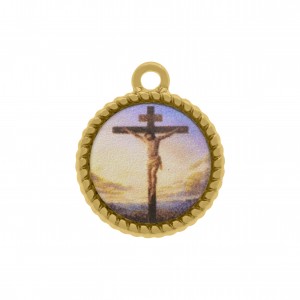 Pingente Medalha Jesus Crucificado Ouro 21mm