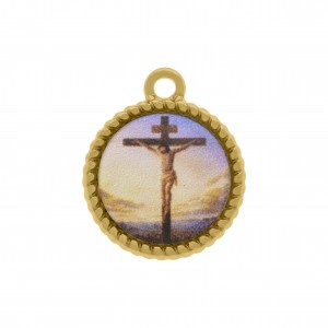 Pingente Medalha Jesus Crucificado Ouro 21mm