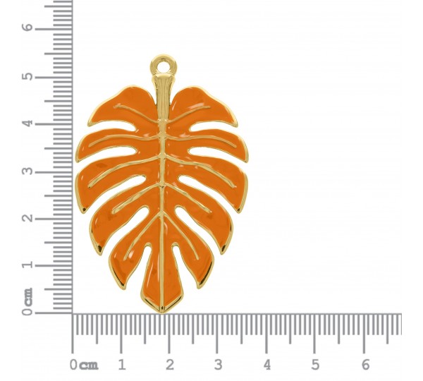 Pingente Costela de Adão Ouro com Laranja 54mm