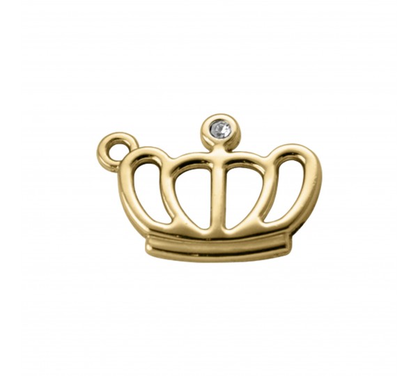 Pingente Coroa Ouro com Strass 19mm