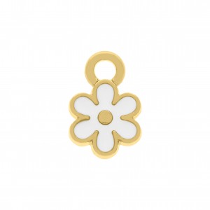 Pingente Flor Ouro com Branco 13mm