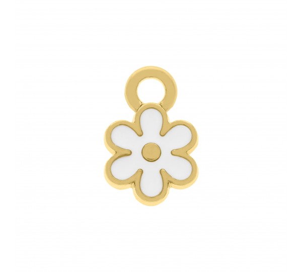 Pingente Flor Ouro com Branco 13mm